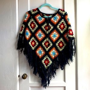Vintage Handmade Crochet Shawl/Poncho